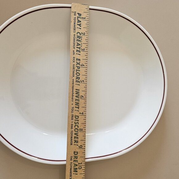 Corelle Burgandy Rose Oval Serving Platter 12 1/4" red purple stripe rim - Picture 9 of 10